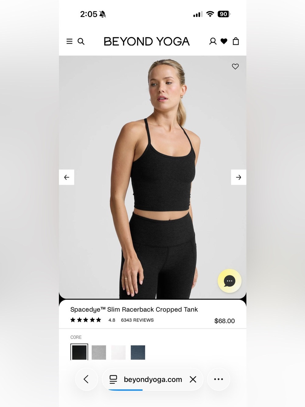 Beyond Yoga Spacedye Slim Racerback Cropped Tank - charcoal heather
